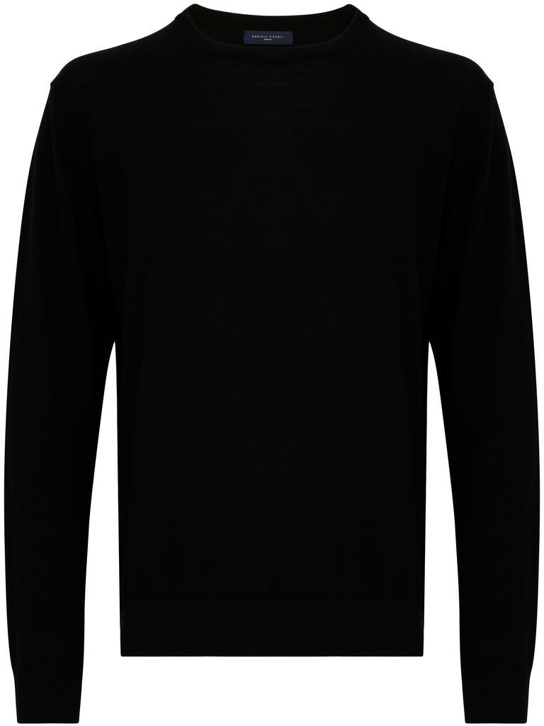 Shop Daniele Fiesoli Black Merino Wool Crewneck Sweater