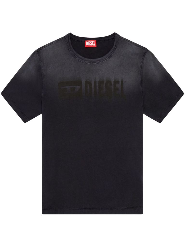 Shop Diesel Organic Cotton T-shirt With A Gradient Effect In Black