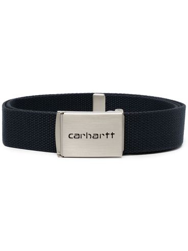 Woven fabric belt with logo