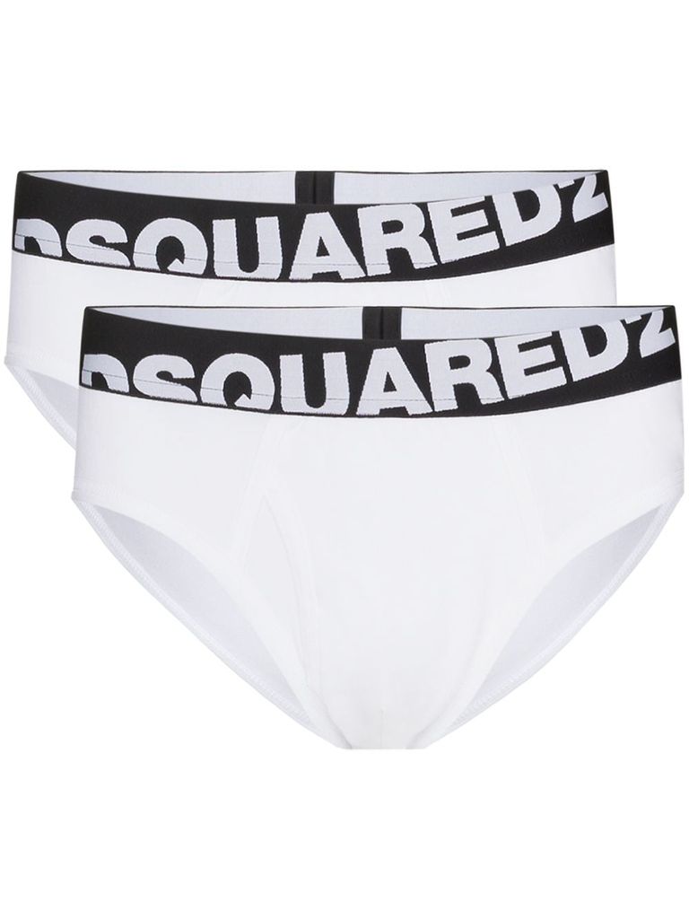 Dsquared2 Logo-waistband Pack Of Two Briefs In White