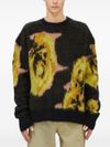 Wool sweater with floral print