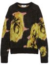 Wool sweater with floral print