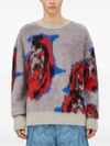 Wool sweater with floral print