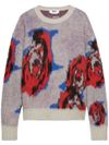 Wool sweater with floral print