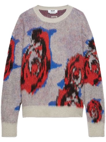 Wool sweater with floral print