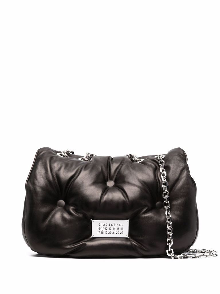 Shop Maison Margiela 'glam Slam Flap' Medium Leather Bag In Black