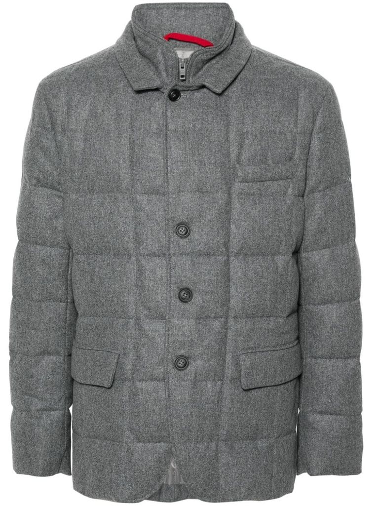 Shop Fay Quilted Jacket In Virgin Wool Padded With Goose Down. In Grey