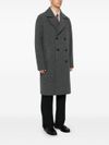 Double-breasted long coat in virgin wool