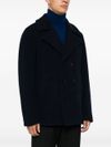 Short double-breasted wool blend coat