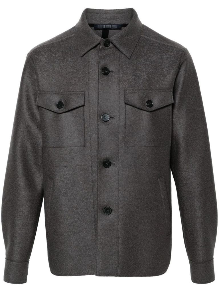 Shop Harris Wharf London Virgin Wool Jacket With Pockets In Grey