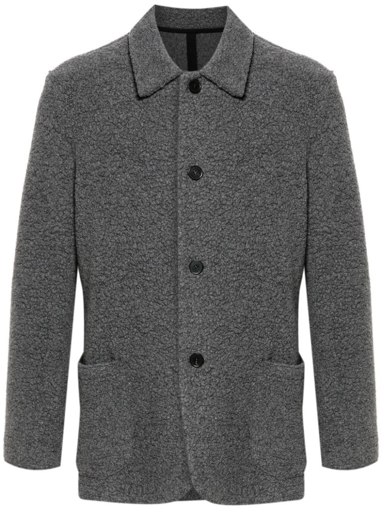 Shop Harris Wharf London Bouclé Jacket In Wool Blend In Grey