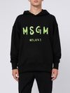 Hooded cotton sweatshirt with green logo