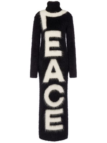 MOSCHINO - Slogan print knitted long dress