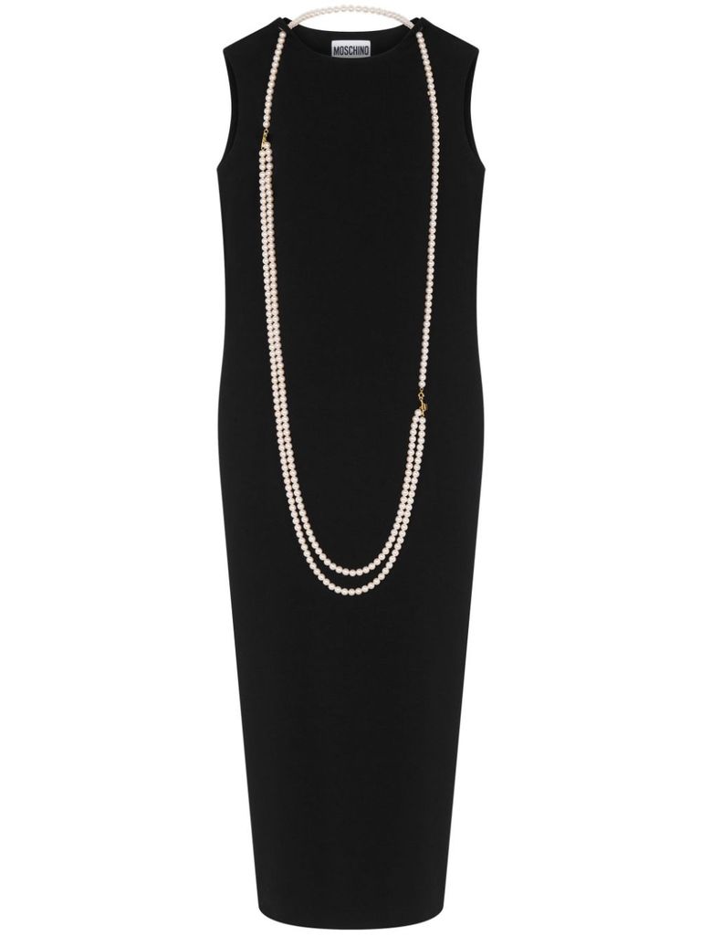 Shop Moschino Removable Maxi Necklace Long Dress In Black