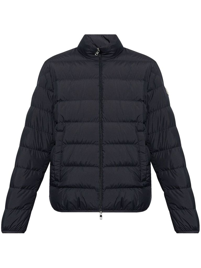 Shop Moncler Short Baudinet Down Jacket In Goose Down In Blue