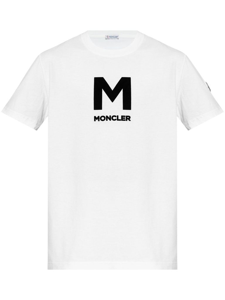 Shop Moncler Cotton T-shirt With Printed Logo In White