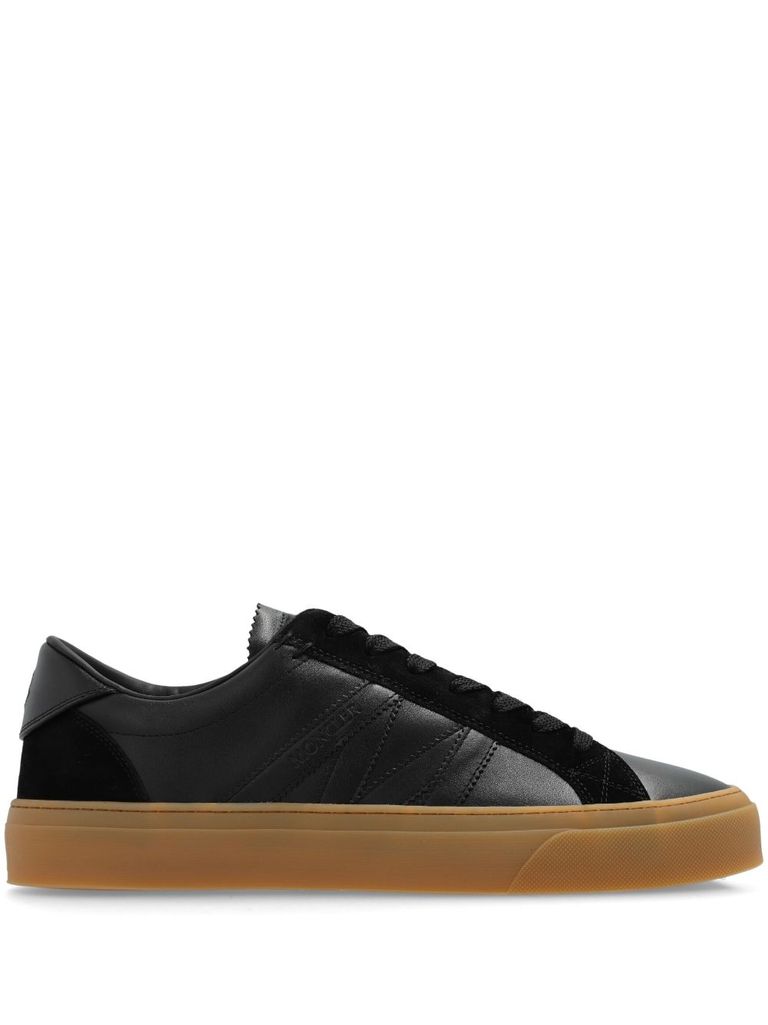 Shop Moncler Monaco 2 Sneakers In Calfskin In Black