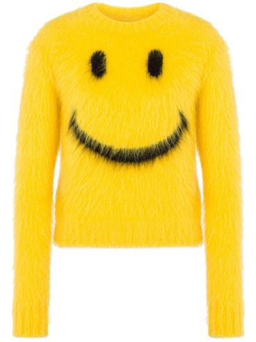 Smiley motif wool blend jumper