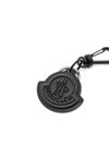 Black calfskin leather blend keychain with logo