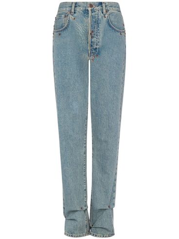 High-waisted straight leg denim