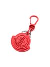 Red calfskin leather blend keychain with logo