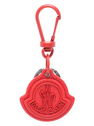 Red calfskin leather blend keychain with logo