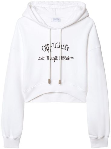 Embroidered logo cropped hoodie