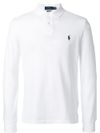 Long-sleeve cotton polo with embroidered logo