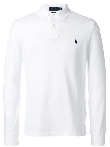 Polo in cotone a maniche lunghe con logo ricamato