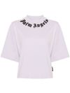 palm angels - T-shirt con stampa logo sul colletto