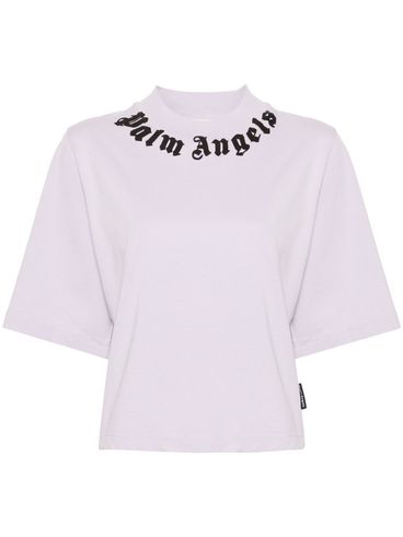 Neckline logo print cropped t-shirt