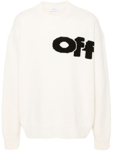 Wool blend sweater with intarsia logo