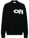 Wool blend sweater with intarsia logo