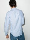 Slim fit light blue cotton shirt with embroidered logo