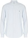 Slim fit white and light blue striped cotton shirt