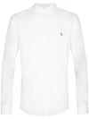 Slim fit white cotton shirt with embroidered logo