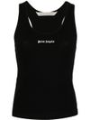 Embroidered logo ribbed tank top