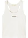 Embroidered logo ribbed tank top