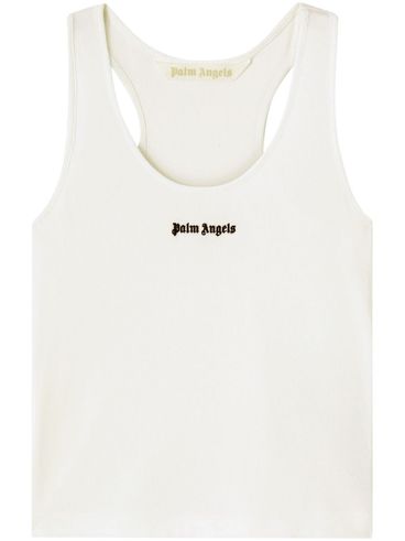 Embroidered logo ribbed tank top