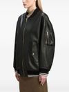 Rear logo print leather jacket