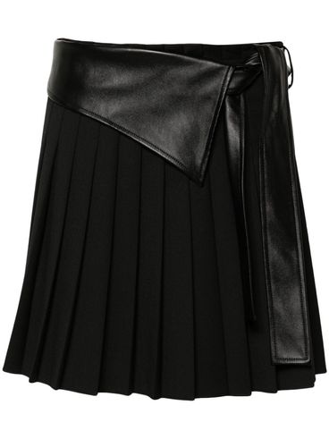 Pleated faux-leather mini skirt