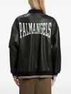 Rear logo print leather jacket