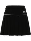 Embroidered logo pleated miniskirt