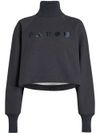 Maglione crop con logo ricamato