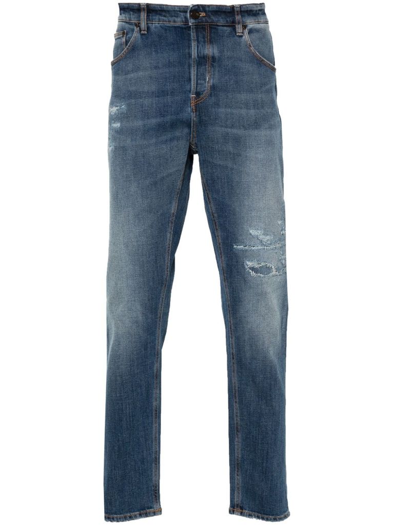 Shop Pt Torino Slim-fit Jeans In Medium-rise Cotton In Blue