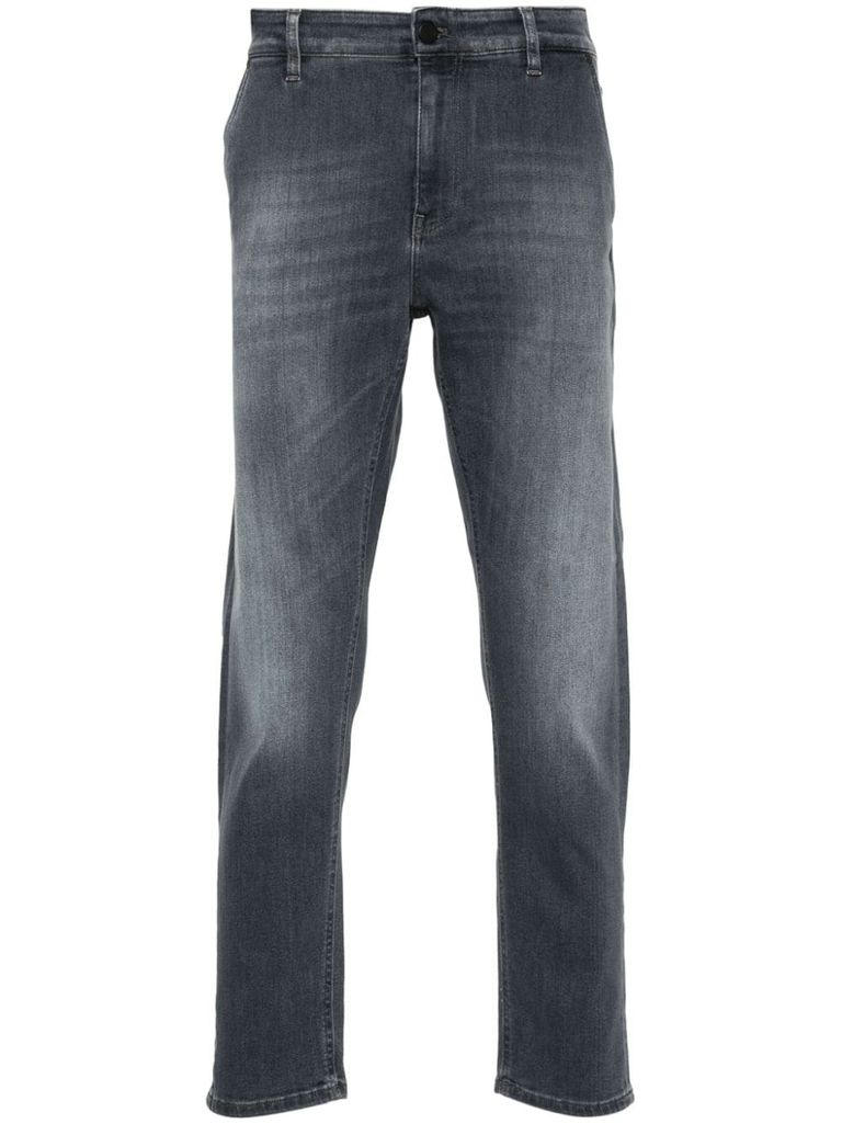 Shop Pt Torino Tapered Cotton Pants With A Medium Rise In Grey