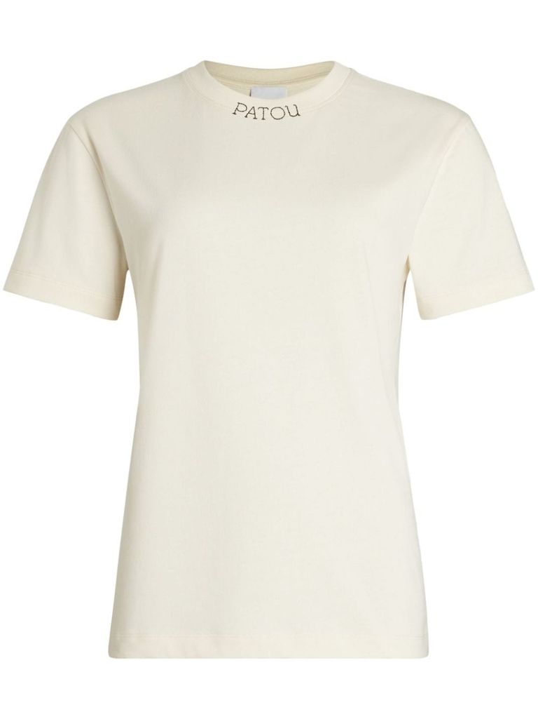 Shop Patou Logo-embroidered Collar T-shirt In White