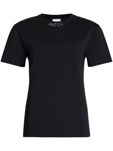 Logo-embroidered collar t-shirt