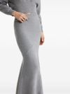 Peplum silhouette cashmere blend maxi skirt