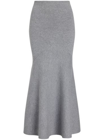 Peplum silhouette cashmere blend maxi skirt